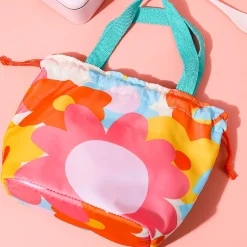 Borsa Porta Pranzo Fantasia Fiori - Rosa