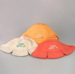 Kids Bucket Hat A Forma Di Fiore Color Ocra
