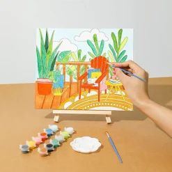 Tela Con Cavalletto E Tempere